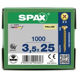SPAX 1081020350255 šroub ze zápustnou hlavou 3.5 mm 25 mm křížová drážka Pozidriv ocel galvanicky pozinkovaný, žlutý, chromátovaný 1000 ks
