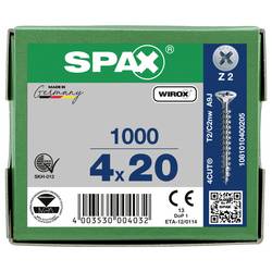 SPAX 1081010400205 šroub ze zápustnou hlavou 4 mm 20 mm křížová drážka Pozidriv ocel galvanizováno zinkem 1000 ks