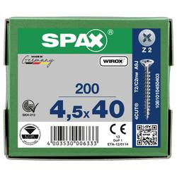 SPAX 1081010450403 šroub ze zápustnou hlavou 4.5 mm 40 mm křížová drážka Pozidriv ocel galvanizováno zinkem 200 ks