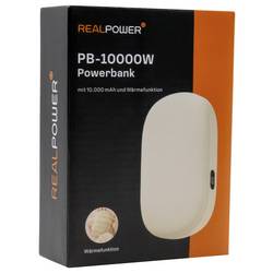 RealPower REALPOWER PB-10000W powerbanka 10000 mAh, USB-C®, béžová, ohřívač rukou