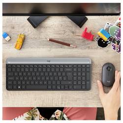 Logitech Slim Combo M bezdrátový sada klávesnice a myše Tiché klávesy US anglická, QWERTY grafit