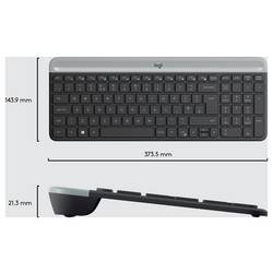 Logitech Slim Combo M bezdrátový sada klávesnice a myše Tiché klávesy US anglická, QWERTY grafit