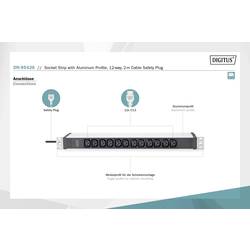 Digitus DN-95426 19 palec zásuvková lišta pro datové skříně 1 U zásuvka C13 10A Vhodné pro hloubku skříně: od 300 mm hliník, hliník (eloxovaný), černá, černá