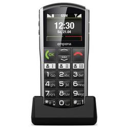 Emporia SIMPLICITY 2G telefon pro seniory IP54, tlačítko SOS, Funkce SOS, nabíjecí stanice černá, stříbrná