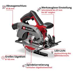 Einhell TE-CS 18/165-2 Li - Solo aku ruční kotoučová pila, max. řez 57 mm, bez akumulátoru, bez nabíječky, vč. paralelního dorazu, 18 V, 4331230