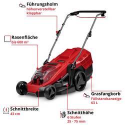 Einhell Power X-Change GE-CM 36/43 Li M (2x4,0Ah) akumulátor Akumulátorová sekačka + akumulátor, vč. nabíječky, rukojeť T, mulčovací funkce, výškově