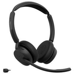 Jabra Evolve3 45 Stereo, LINK 390c, MS Headset otevřená (On Ear) Bluetooth®, Bez kabelu černá