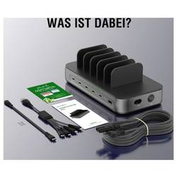 4Smarts Stolní nabíječka, USB Power Delivery (USB-PD) , USB A, USB-C®, Lightning, microUSB, 100 W, Quick Charge, Dodávka energie, černá, šedá
