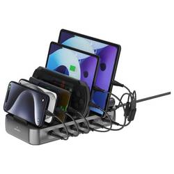 4Smarts Stolní nabíječka, USB Power Delivery (USB-PD) , USB A, USB-C®, Lightning, microUSB, 100 W, Quick Charge, Dodávka energie, černá, šedá