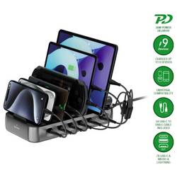 4Smarts Stolní nabíječka, USB Power Delivery (USB-PD) , USB A, USB-C®, Lightning, microUSB, 100 W, Quick Charge, Dodávka energie, černá, šedá