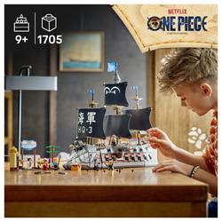 75646 LEGO® ONE PIECE Garps Marineuschiff; stavebnice s 8 minifigurami pro válečné hry; fanoušek pro virtuální realitu One PIECE; dárek pro děti od 9 let