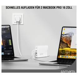 4Smarts USB nabíječka, GaN, USB Power Delivery (USB-PD) , USB-C®, 200 W, Dodávka energie, bílá