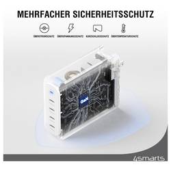4Smarts USB nabíječka, GaN, USB Power Delivery (USB-PD) , USB-C®, 200 W, Dodávka energie, bílá
