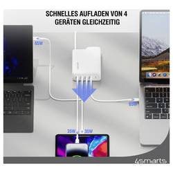 4Smarts USB nabíječka, GaN, USB Power Delivery (USB-PD) , USB-C®, 200 W, Dodávka energie, bílá