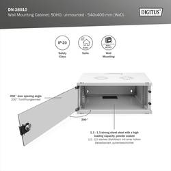Digitus DN-38010 19 nástěnná rozváděcí skříň (š x v x h) 540 x 241 x 400 mm 4 U šedobílá (RAL 7035), šedá, šedá (kovové pouzdro), světle šedá, světle šedá
