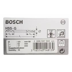 Bosch Accessories 2608597593 2608597593 HSS oboustranný vrták 4.9 mm Celková délka 62 mm broušený válcová stopka 10 ks