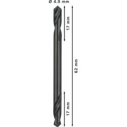 Bosch Accessories 2608597593 2608597593 HSS oboustranný vrták 4.9 mm Celková délka 62 mm broušený válcová stopka 10 ks