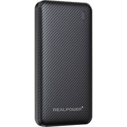 RealPower powerbanka 10000 mAh, Rychlé nabíjení, SuperCharge, Dodávka energie, USB-A, USB-C®, černá