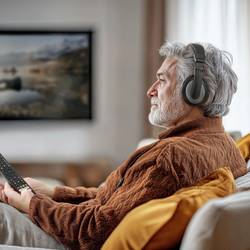 Hama Fernsehkopfhörer ShellTV II, Over-Ear, einseitiges, langes Kabel (6m), SW TV sluchátkový systém kabelová stereo černá, tmavě šedá regulace hlasitosti TV