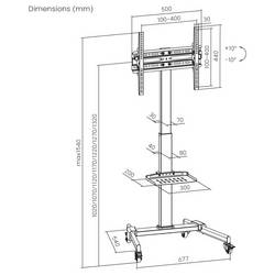 Reflecta TV Stand 55P-4040T schwarz TV kolečkový vozík 81,3 cm (32) - 139,7 cm (55) nastavitelná výška, naklápěcí, stojan polička na zařízení