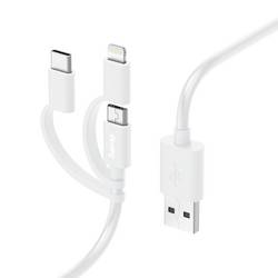 Hama USB kabel USB 2.0 USB-A zástrčka, USB-C ® zástrčka, Apple Lightning konektor, USB Micro-A zástrčka 1 m bílá 00201535