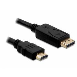 Delock HDMI kabel Zástrčka HDMI-A, Konektor DisplayPort 1 m černá 82586 kroucený , pozlacené kontakty, třížilový stíněný Kabel DisplayPort