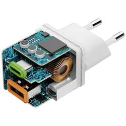 Hama USB nabíječka, Rychlonabíječka, USB Power Delivery (USB-PD) , 1x USB-C®, 1x USB A , 20.00 W, Dodávka energie, QC 3.0, bílá