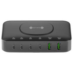 4Smarts Stolní nabíječka, GaN, USB Power Delivery (USB-PD) , bezdrátová nabíječka, 2x USB A, 4x USB-C®, Qi standard, 100 W, Quick Charge 3.0, Dodávka energie,