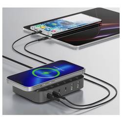 4Smarts Stolní nabíječka, GaN, USB Power Delivery (USB-PD) , bezdrátová nabíječka, 2x USB A, 4x USB-C®, Qi standard, 100 W, Quick Charge 3.0, Dodávka energie,