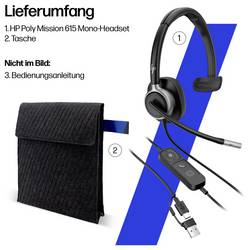 HP Poly HP Poly Mission 615 USB Wired Headset Headset otevřená (On Ear) černá