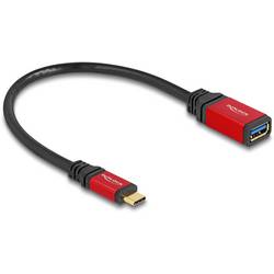 Delock Kabel USB-C USB 3.2 Gen2 USB-C ® zástrčka, USB-A zásuvka 0.15 m černá, červená kulatý 60172