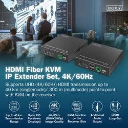 Digitus DS-55348 HDMI™, HDMI® vstup, HDMI® výstup, SFP , USB, USB-A, USB 1.1, Konektor pro síťový adaptér, RS232, microUSB, na sluchátka (jack 3,5 mm),