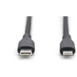 Digitus USB kabel USB 2.0 Apple Lightning konektor, USB-C ® zástrčka 2.00 m černá flexibilní provedení, flexibilní provedení, s USB, silikonový, Vynikající