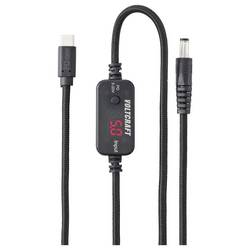 VOLTCRAFT USB měnič napětí, USB-C® PD/DC měnič, regulovatelné výstupní napětí, s DC adaptérem, Dutá zástrčka: 5,5 x 2.1 mm., černá