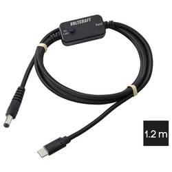 VOLTCRAFT USB měnič napětí, USB-C® PD/DC měnič, regulovatelné výstupní napětí, s DC adaptérem, Dutá zástrčka: 5,5 x 2.1 mm., černá