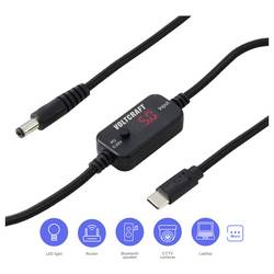 VOLTCRAFT USB měnič napětí, USB-C® PD/DC měnič, regulovatelné výstupní napětí, s DC adaptérem, Dutá zástrčka: 5,5 x 2.1 mm., černá