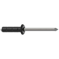 Gesipa 1456117 Vícerozsahový trhací nýt (Ø) 4 mm nerezová ocel hliník PG Blindniet Al/A2 4x10mm RAL9005 schwarz KS 0,5-6,5mm 500 ks