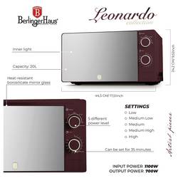 BerlingerHaus BH/9912 mikrovlnná trouba bordó 700 W funkce grilování, funkce časovače