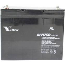 Vision Akkus 6FM75DX olověný akumulátor 12 V 75 Ah olověný se skelným rounem (š x v x h) 258 x 215 x 166 mm šroubované M6 bezúdržbové, odolné proti více cyklům