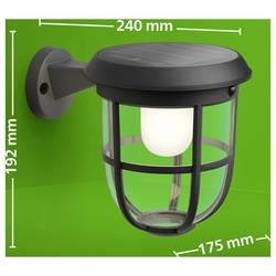 Philips LED Radii 8720169267176 venkovní solární nástěnné osvětlení s PIR senzorem LED 1.3 W černá