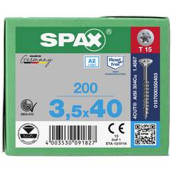 SPAX 0197000350403 R 88091 Senkkopf T-STAR TG šroub do dřeva 3.5 mm 40 mm T-STAR plus 88091 nerezová ocel A2 200 ks
