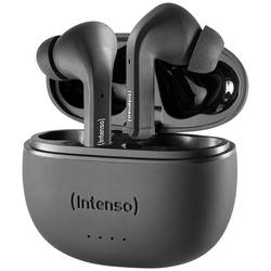 Intenso T300A Headset do uší (In Ear) Bluetooth® stereo černá Potlačení hluku Indikátor nabití, headset, Nabíjecí pouzdro, dotykové ovládání