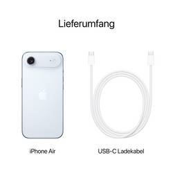 Apple iPhone Air iPhone 256 GB, 16.5 cm (6.5 palec), nebeská modř, iOS 26, dual SIM
