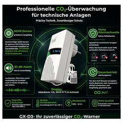 Schabus GX-D3, 300233 detektor úniku plynu s externím senzorem 230 V, detekce oxidu uhličitého (CO2)