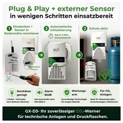 Schabus GX-D3, 300233 detektor úniku plynu s externím senzorem 230 V, detekce oxidu uhličitého (CO2)