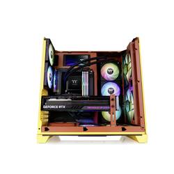 Thermaltake View 390 Air Butter Caramel midi tower PC skříň karamel prachový filtr, integrované osvětlení, 2 předinstalované ventilátory