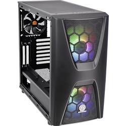 Thermaltake Commander C34 TG midi tower PC skříň, herní pouzdro černá 2 předinstalované LED ventilátory, 1 předinstalovaný ventilátor, kompatibilní s LCS,