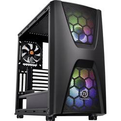 Thermaltake Commander C34 TG midi tower PC skříň, herní pouzdro černá 2 předinstalované LED ventilátory, 1 předinstalovaný ventilátor, kompatibilní s LCS,