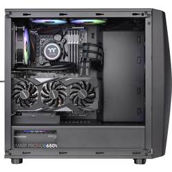 Thermaltake Commander C34 TG midi tower PC skříň, herní pouzdro černá 2 předinstalované LED ventilátory, 1 předinstalovaný ventilátor, kompatibilní s LCS,