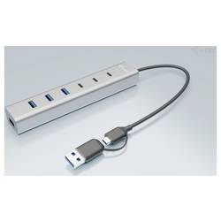 i-tec CAHUBMETAL7 USB Hub 4 + 3 porty USB-A, USB-C® USB 3.1 Gen1 5 GBit/s šedá CAHUBMETAL7